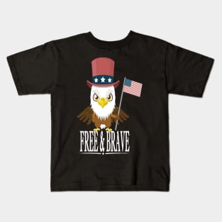 American Eagle USA Flag Land Of The Free And Brave Kids T-Shirt